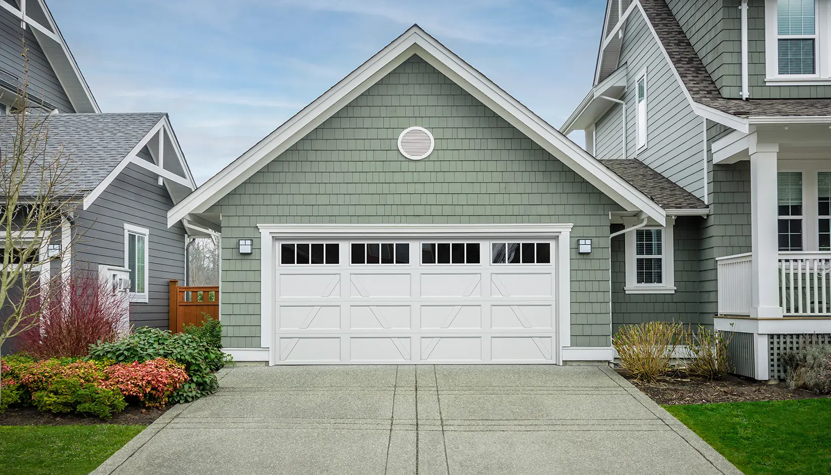 Clopay Bridgeport garage door in white finish