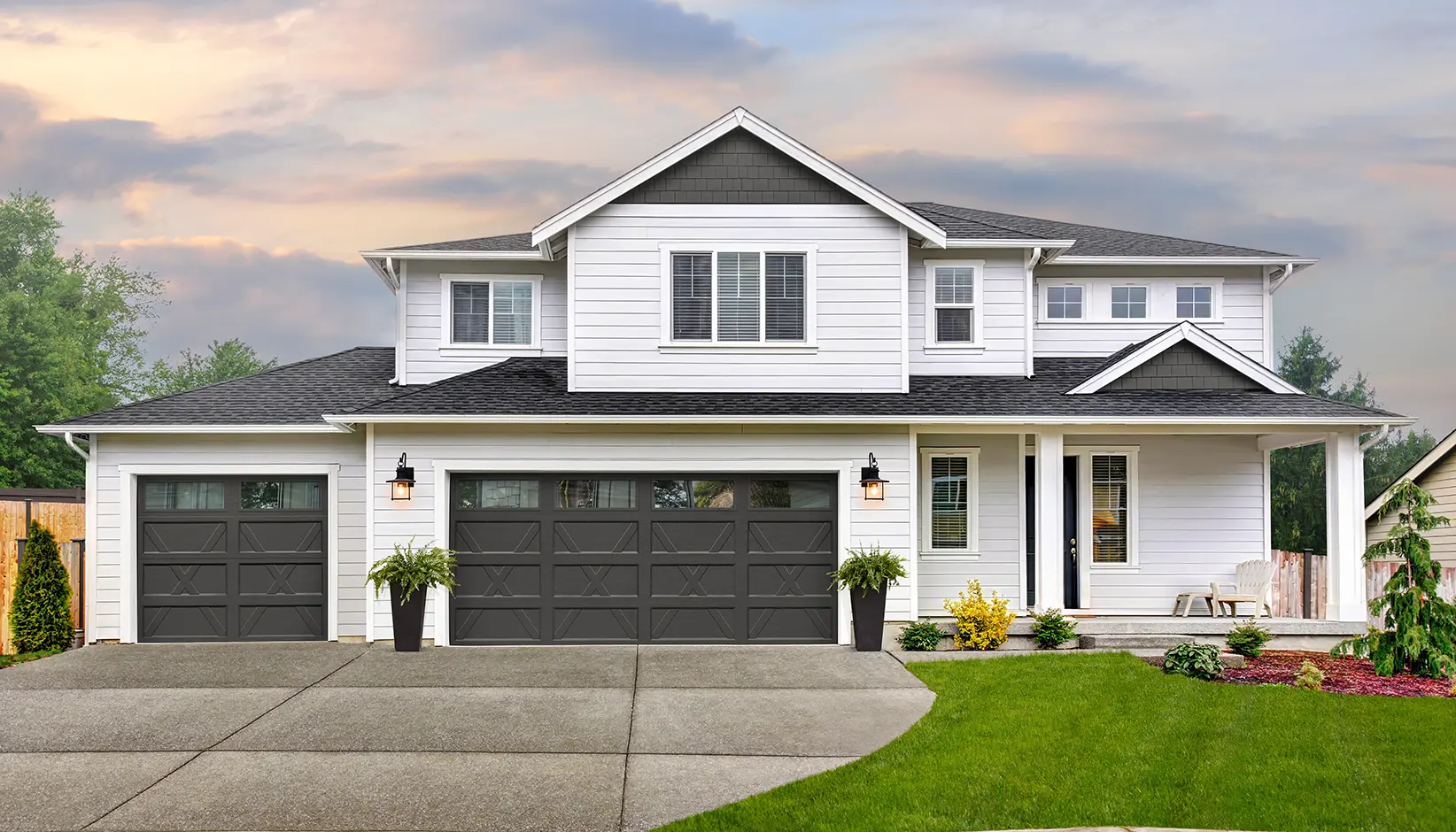 Clopay Bridgeport Inlay garage door in iron ore finish